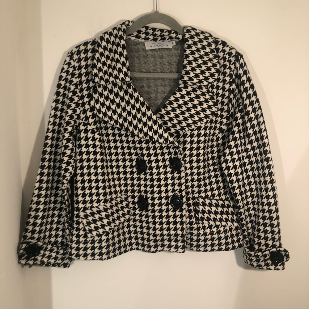 Willow Houndstooth Blazer /Jacket Womens M Cropped